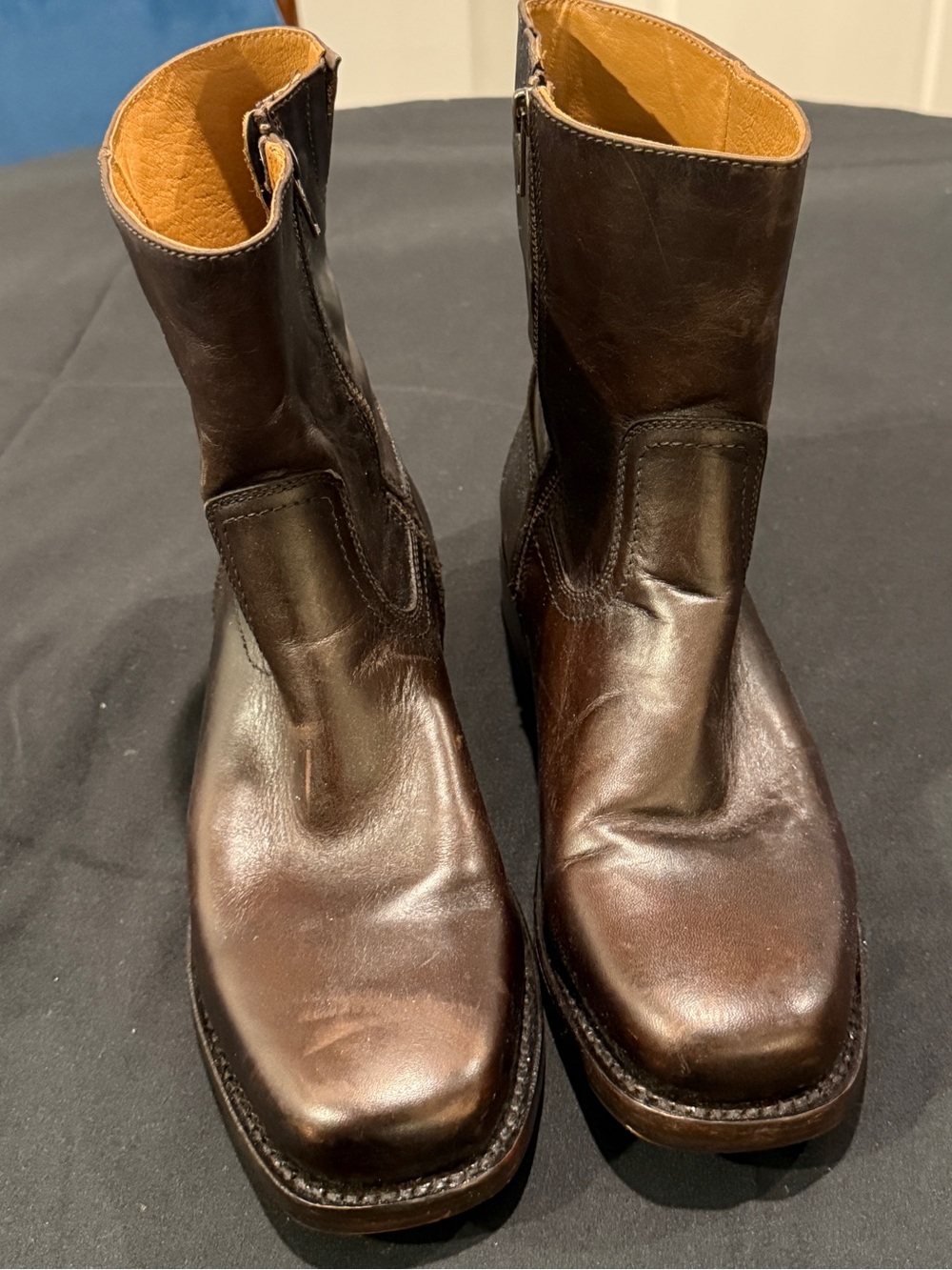 Frye Dark Brown Leather Zip-Top Men's Boots